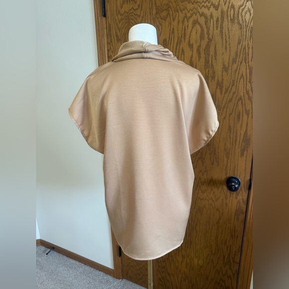 Elegant Tan Satin Women's Top - Picture 3 of 5